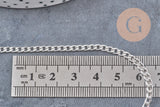 Chaine maille courbe plate acier 304 inoxydable argenté 4.5x3mm, x1 mètre (G10867)