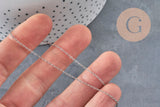 Cadena de eslabones tipo forçat, de acero inoxidable color platino de 1.5x1.2mm, x1 metro (G11193)