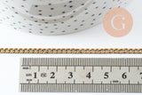 Chaine maille plate laiton brut 4mm, chaine création bijoux, x1 metre (G9740)