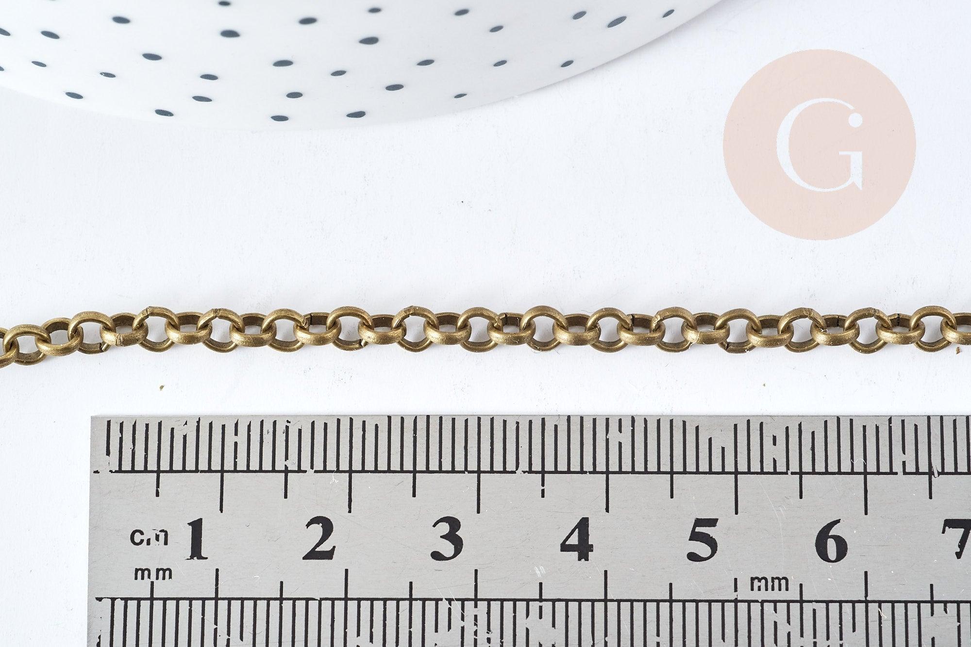 Chaine maille rolo fer bronze 4mm,x1 metre (G8565)