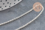 Silver-plated 304 stainless steel rolo chain 2mm, x1 meter (G11198)