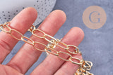 Chaine doré grosse maille aluminium doré 15.5x8x1mm, x1 mètre (G2124)