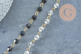 Chaine perles acrylique géométrique facettée 6mm fer doré, x1 mètre (G7354)