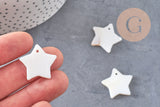 Charm etoile nacre blanche naturelle 25mm, x5 (G1082)