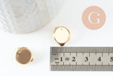 Clip boucle oreille support cabochon rond 12mm acier 304 inoxydable doré, x2 (G9724)