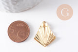 Clous-puces oreille losange plié laiton doré 18K 1 trou 25mm, la paire (G10342)