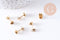 Clous-puces oreille support cabochon 4mm acier 304 inoxydable dore IP, x10 (G10607)