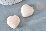 Cœur Jade blanc rose naturel lithothérapie non percé 30mm, pendentif bijoux pierre naturelle lithothérapie, x1 G8006