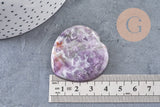 Coeur améthyste Worry stone, améthyste naturelle roulée, pierre semi-precieuse, séance lithothérapie, 39mm, x1 G5613