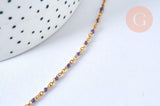 Collier Chaine acier inoxydable 304 dorée 14k complète résine mauve 1.5mm collier,chaîne fine,45.5cm, x1 G5408