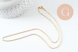Collier Chaine avec fermoir forçat cuivre dorée 16K 0.5microns collier 1.8mm/45cm, x1 (G5341)