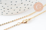 Collier Chaine avec fermoir forçat cuivre dorée 16K 0.5microns collier 1.8mm/45cm, x1 (G5341)