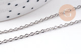 Collier Chaine avec fermoir platine forçat 1.6mm/70cm, x1 (G4782)