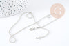 Collier Chaine boule fine laiton platine boule facettes 1.5mm/45cm,chaine collier laiton argenté chaine complète avec fermoir x1 G6202