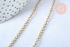 Collier Chaine complète acier dorée 14k,chaine collier,sans nickel,chaine fantaisie,2.4mm,41cm, x1 (G6806)
