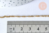 Collier Chaine complète avec fermoir acier inoxydable 304 doré 14k singapour 2mm/45.5cm, x1 (G3489)