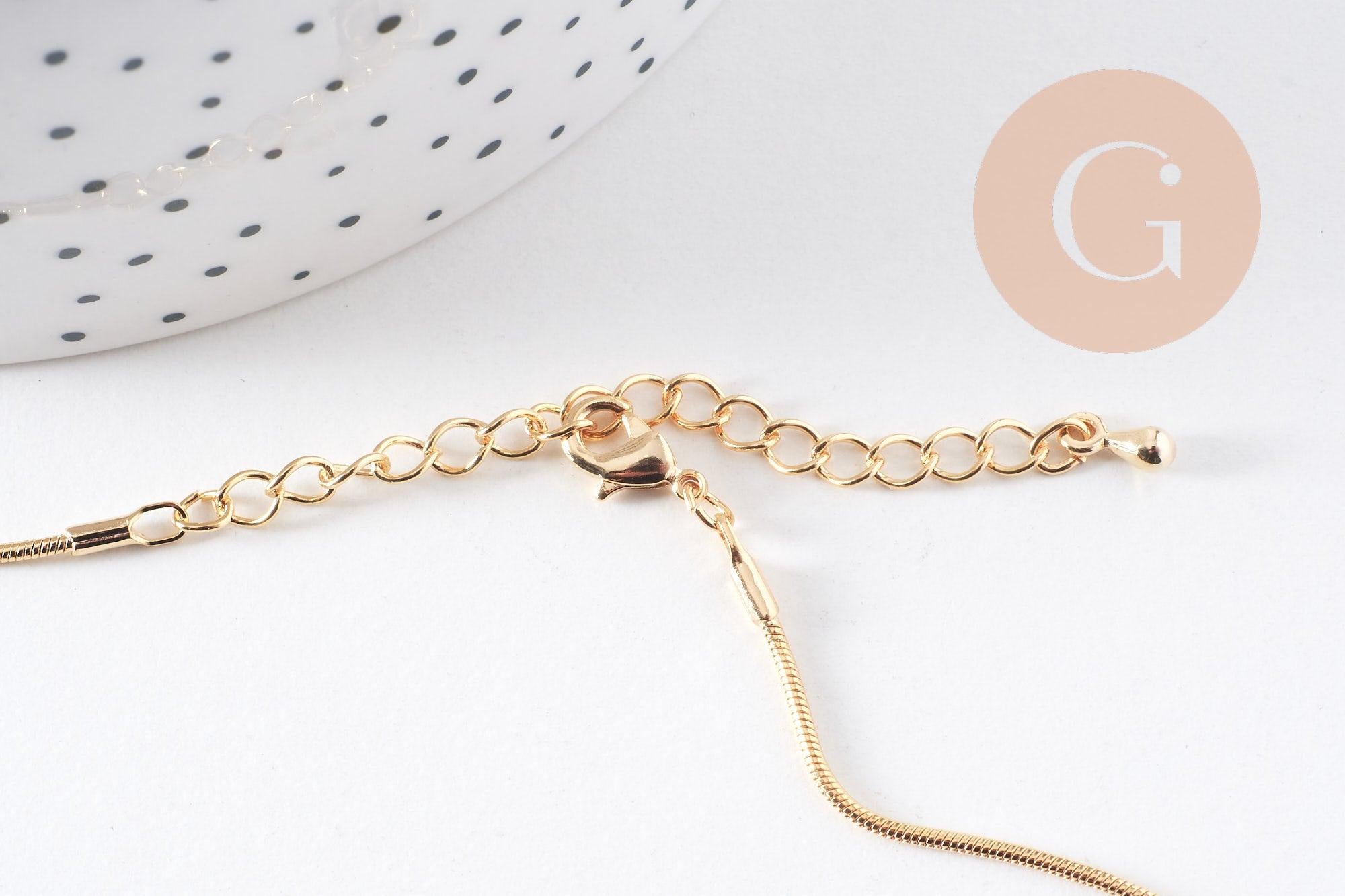 Collier Chaine fine dorée serpent 16K 2.5 microns 1.5 mm, 44cm, x1 (G3269)