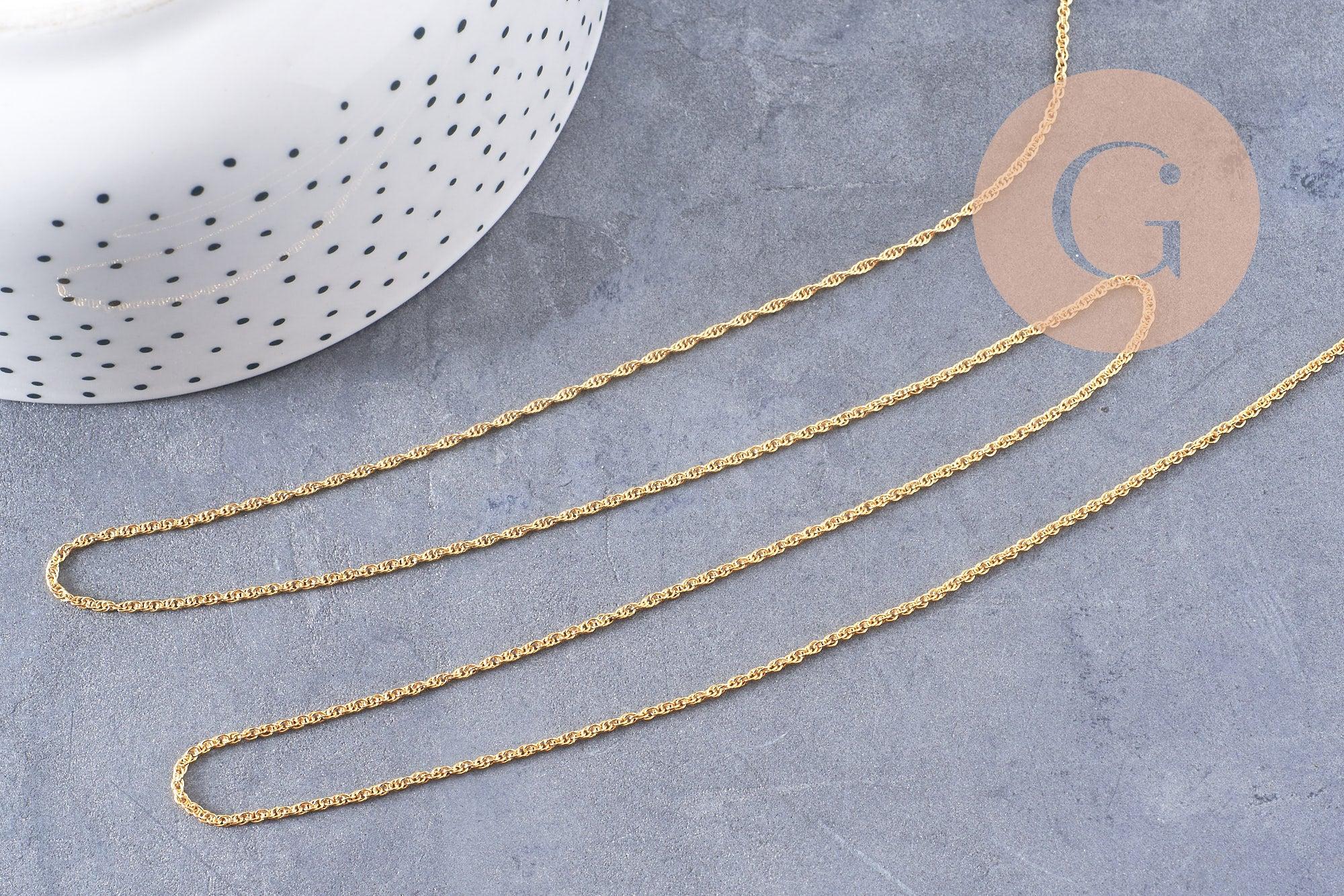 Collier Chaine fine dorée singapour 16K,chaine plaquée or 0.5 microns, 1.8 mm, x 1Mètre (G2443)
