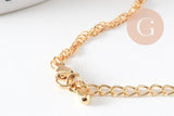Collier Chaine fine dorée singapour 16K,chaine plaquée or 2.5 microns, chaine collier bijoux, chaine complète,1.8 mm,43cm, x1 G3018