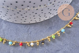 Collier Collier Chaine fantaisie perle rocaille laiton doré 18k 2mm 40.5cm, x1 (G3963)
