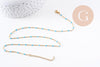 Collier Collier acier 304 inoxydable doré 14k résine turquoise 50cm, x1 (G10197)