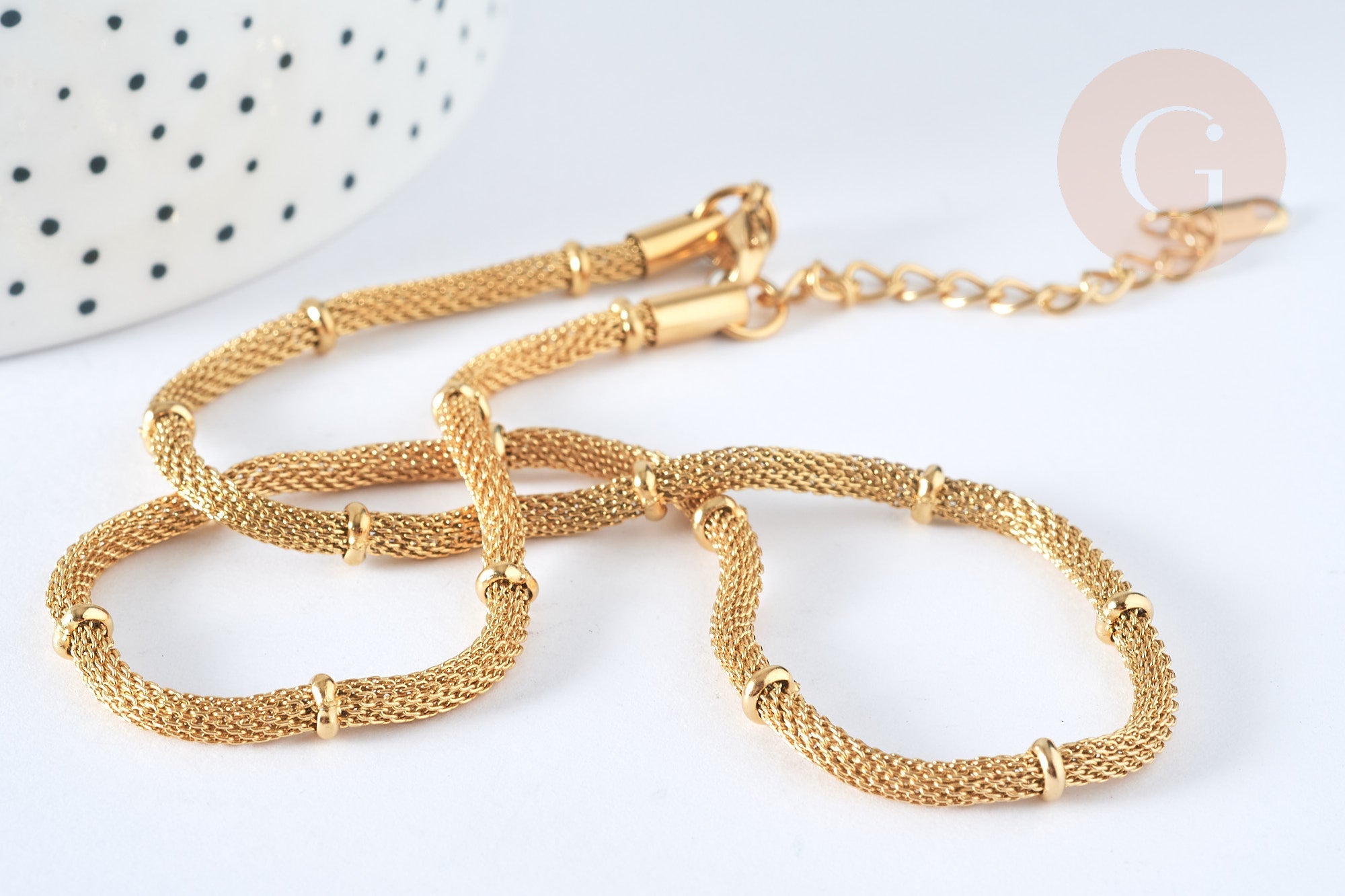 Collier Collier acier inoxydable doré 18k maille mesh 5mm, x1 (G7019)