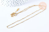 Collier chaine complète acier inoxydable 304 doré satellite 46.5cm, x1 (G6977)