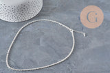 Cadena forzada de acero inoxidable plateado 4mm/45.5cm + extensión, x1 (G11202)