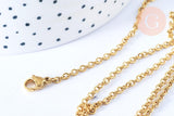 Collier chaine forçat acier inoxydable doré 59cm, x1 (G7245)