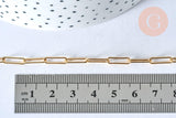 Collier chaine laiton doré maille rectangle avec fermoir 12x3.5mm,x1 (G2424)