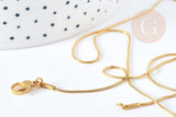 Collier chaine serpent acier inoxydable 304 doré IP 14k 0.8mm-45.7cm, x1 (G1098)