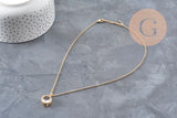 18K Gold Plated Brass Round Locket Photo Frame Necklace, x1 (G11087)