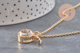 18K Gold Plated Brass Round Locket Photo Frame Necklace, x1 (G11087)