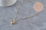 18K Gold Plated Brass Round Locket Photo Frame Necklace, x1 (G11087)