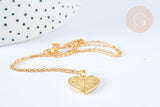 Collier médaille coeur LOVE argent 925 doré 24K-45cm, x1 (G7041)
