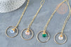 Collier sautoir Pendentif perle de verre goutte laiton doré 50,7cm, cadeau pour femme, x1 G7899