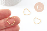 Breloque connecteur coeur acier 201 inoxydable doré 20mm, x1 (G9504)