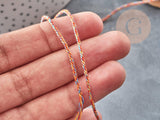 Cordon en coton tressé orange rouge bleu 1.2mm, cordon pour bijoux scrapbooking et fabrication bijoux, x1 mètre G9196