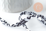 Cordon nylon élastique Léopard blanc noir 4mm, x1 mètre G9806
