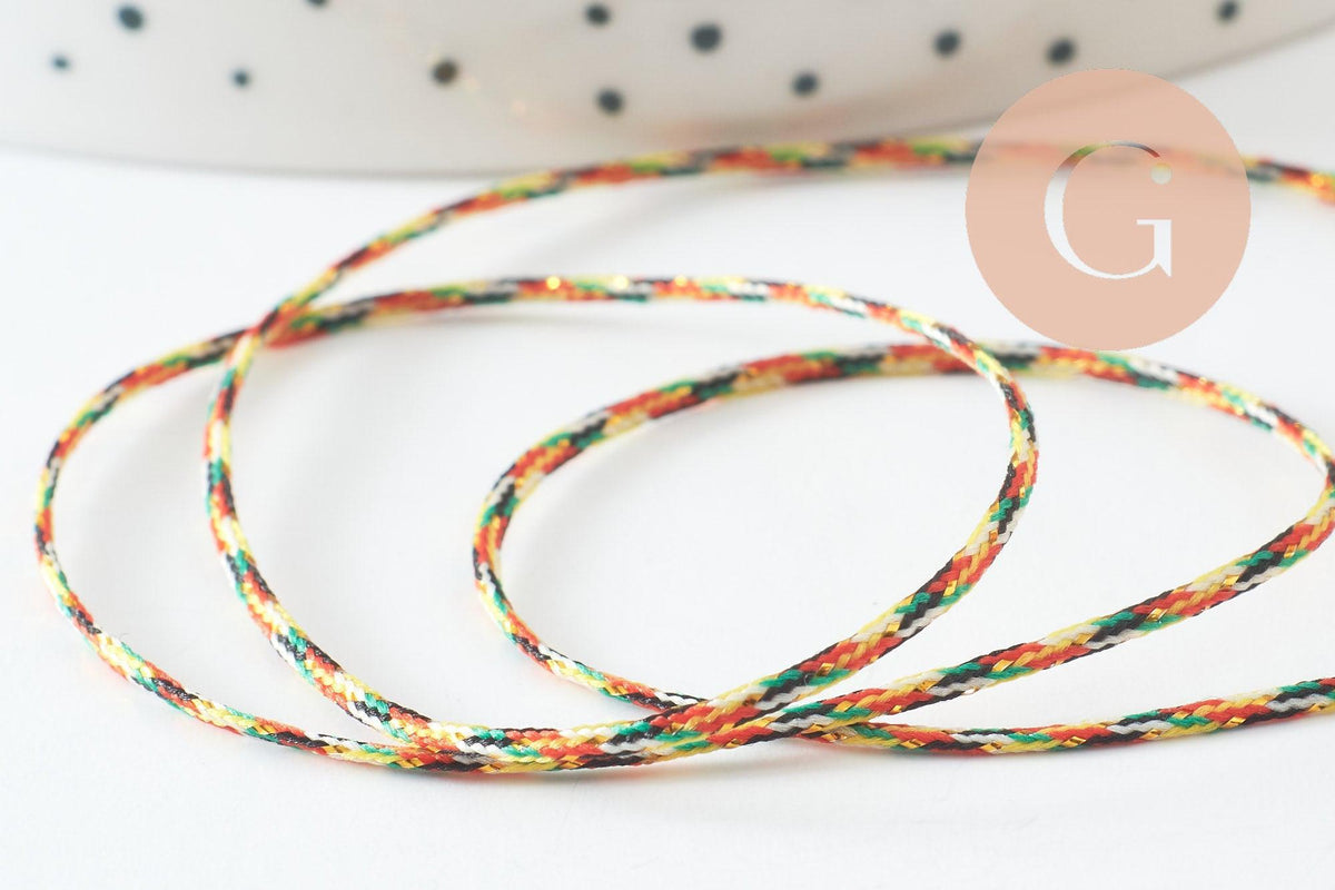 Cordon nylon métallique multicolore 0.8mm,un cordon pour création de bijoux DIY, x1 mètre G9767