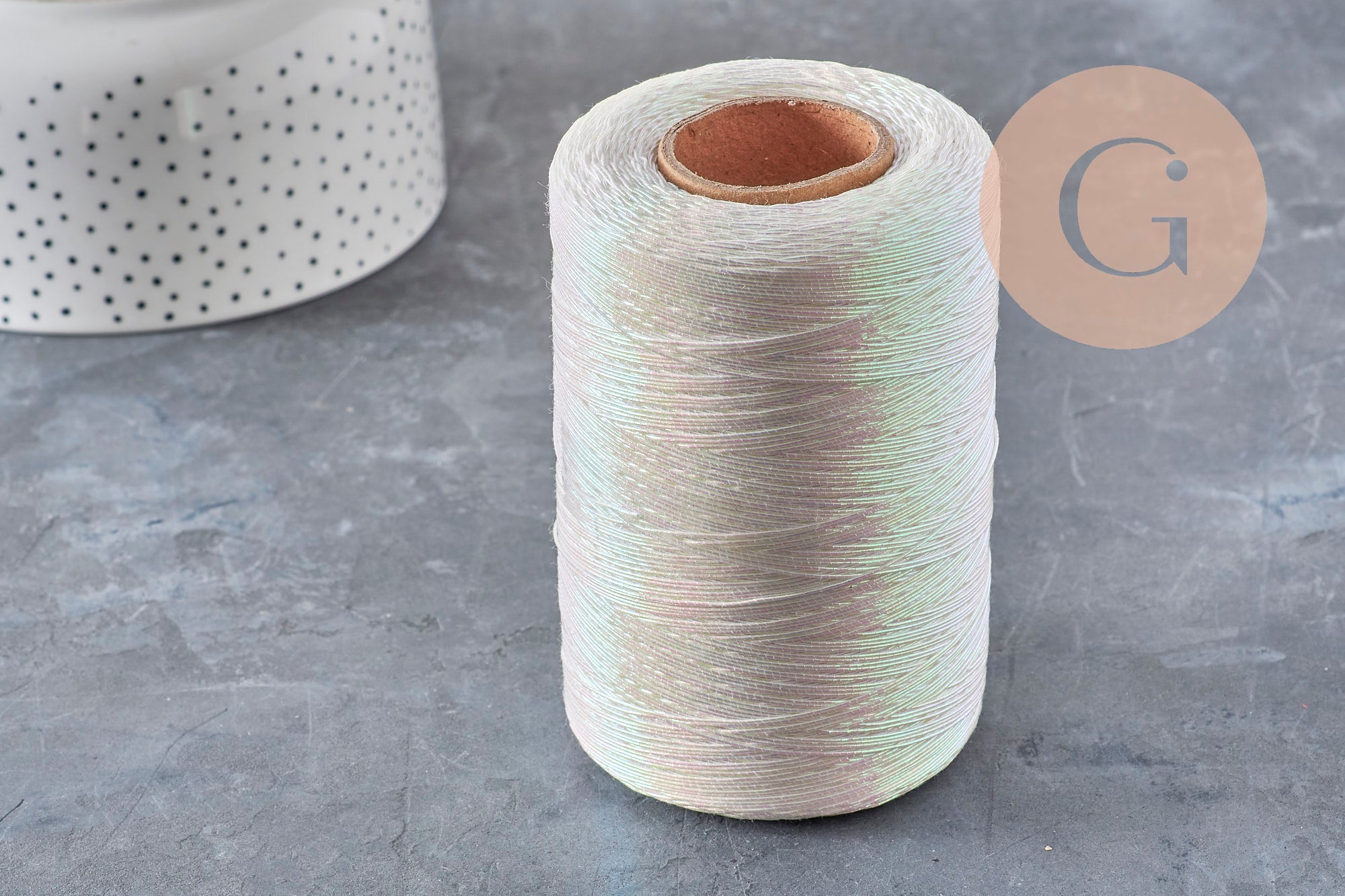 Cordon or argent rose blanc irisé polyester 1mm, x5 mètres (G10954)