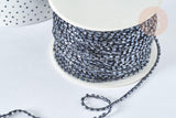 Cordon perles noires irisées nylon 1.5~3mm, x 1 Mètre (G7475)