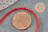 Cordon queue de rat nylon rouge or 1.5mm, x1 mètre (G3369)