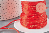 Cordon queue de rat nylon rouge or 1.5mm, x1 mètre (G3369)