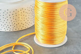 Cordon queue de rat polyester satin jaune brillant 2mm, x5 mètres (G2713)