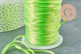 Cordon queue de rat satin jaune fluorescent,cordon brillant, cordon satiné, cordon Bijou, lacet jaune,2mm, x 5mètres G1645