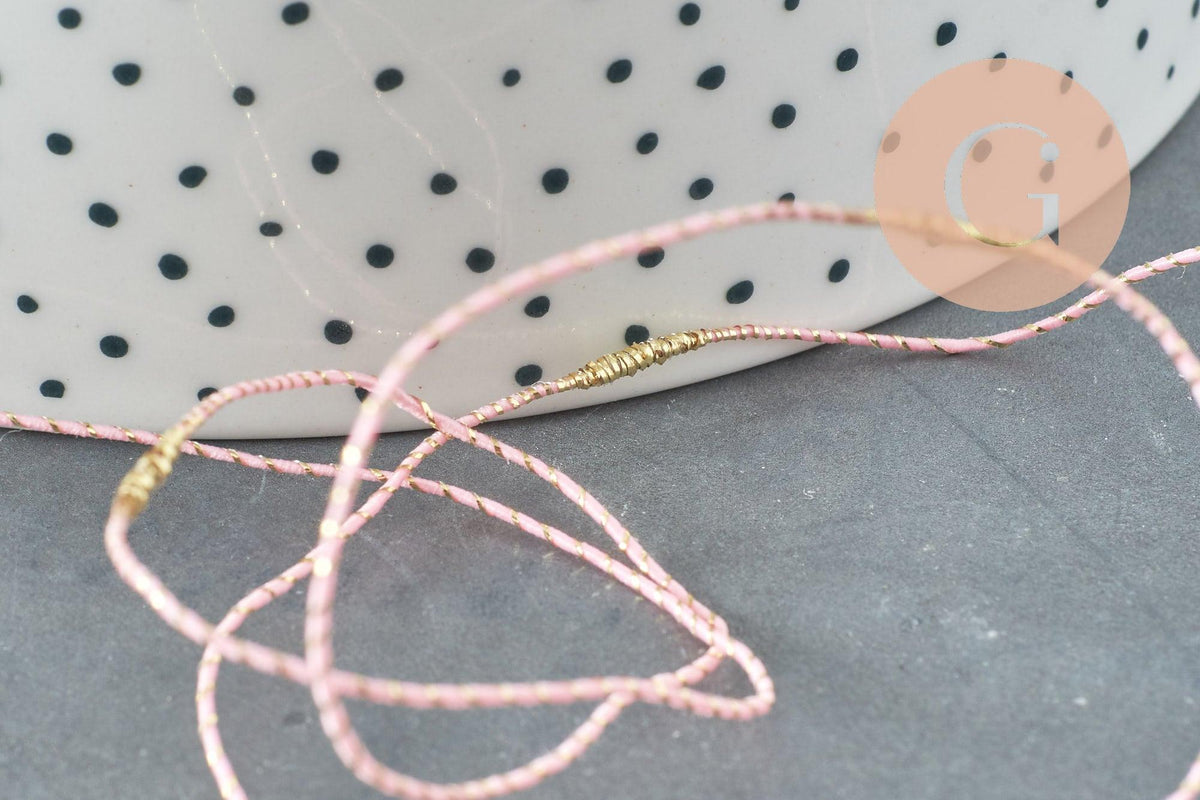 Cordon rose or, fabrication bijoux, création bijoux,ruban mariage, scrapbooking, largeur 1.5mm, x1 ou x5 mètres G1168
