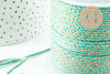 Cordon tressé Vert Jaune turquoise or 1.5mm x1 mètre G9731