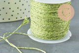 Cordon vert argent, fabrication bijoux,ruban mariage,scrapbooking, largeur 0.8mm, x1 ou x5 ou x10 mètres G3764
