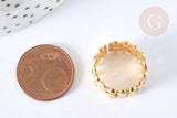 EP-Bague réglable maille croisée acier inoxydable doré émail multicolore Taille 54, x1 (G7005)